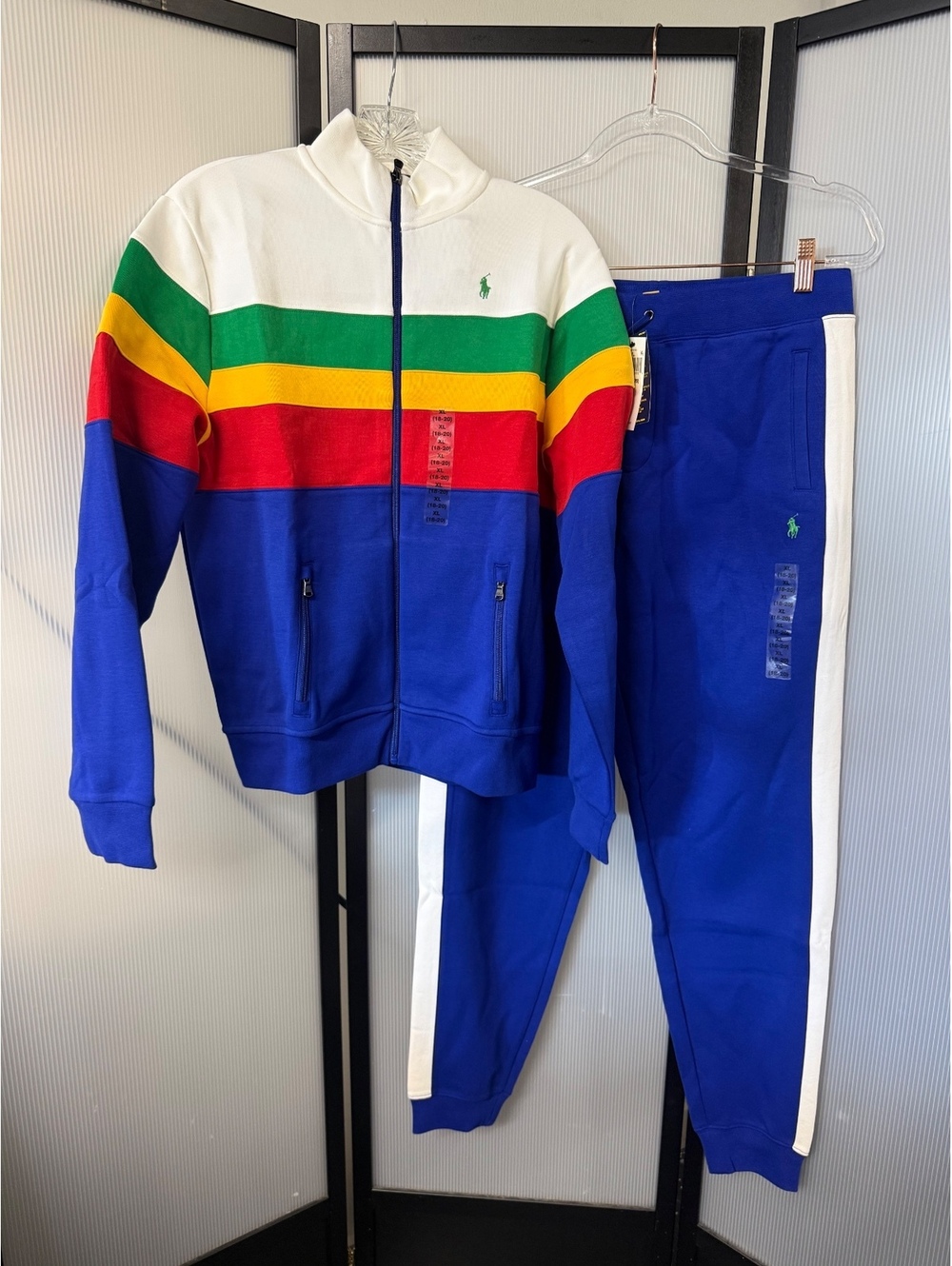 Polo Ralph Lauren Boys XL (18-20) Striped Double Knit Tracksuit NWT